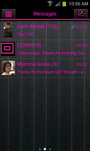 GO SMS THEME PINK BLACK