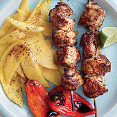 Honey-Lime Chicken Kebabs with Mango Slices