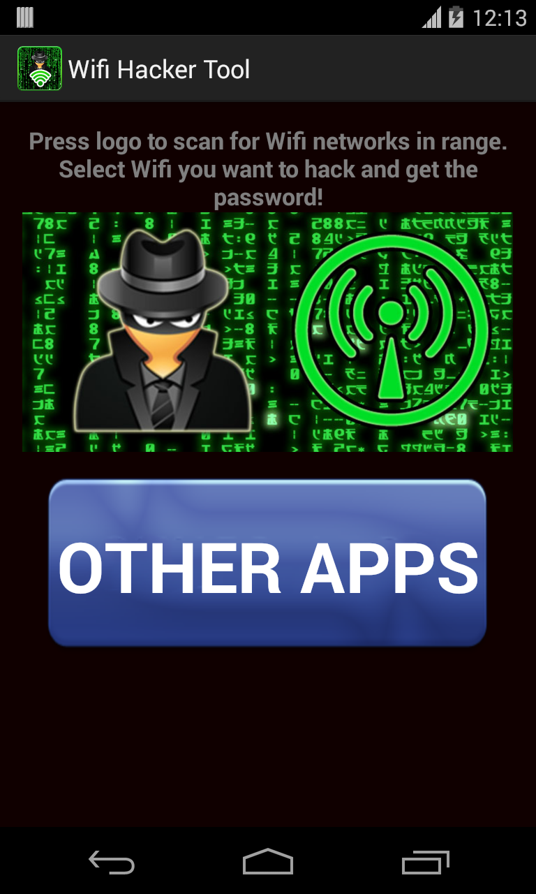 Android application WiFi Password Hacker Simulator screenshort