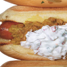 Hot Dogs with Dal and Red-Onion Raita