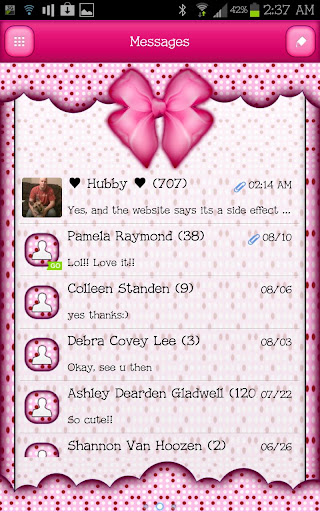 GO SMS - Pink Dot Bows