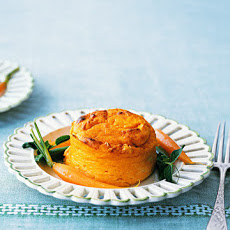 Carrot Pudding Souffles with Buttered Spring Vegetables
