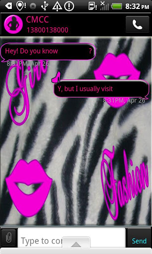 GO SMS THEME DivaZebra1