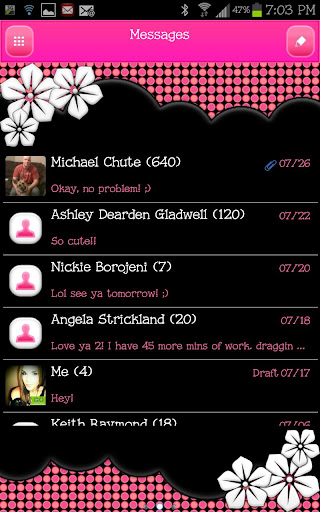 GO SMS - Pink Dot Flower