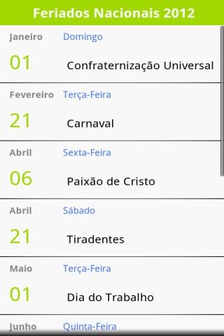 Calendário de Feriados 2015