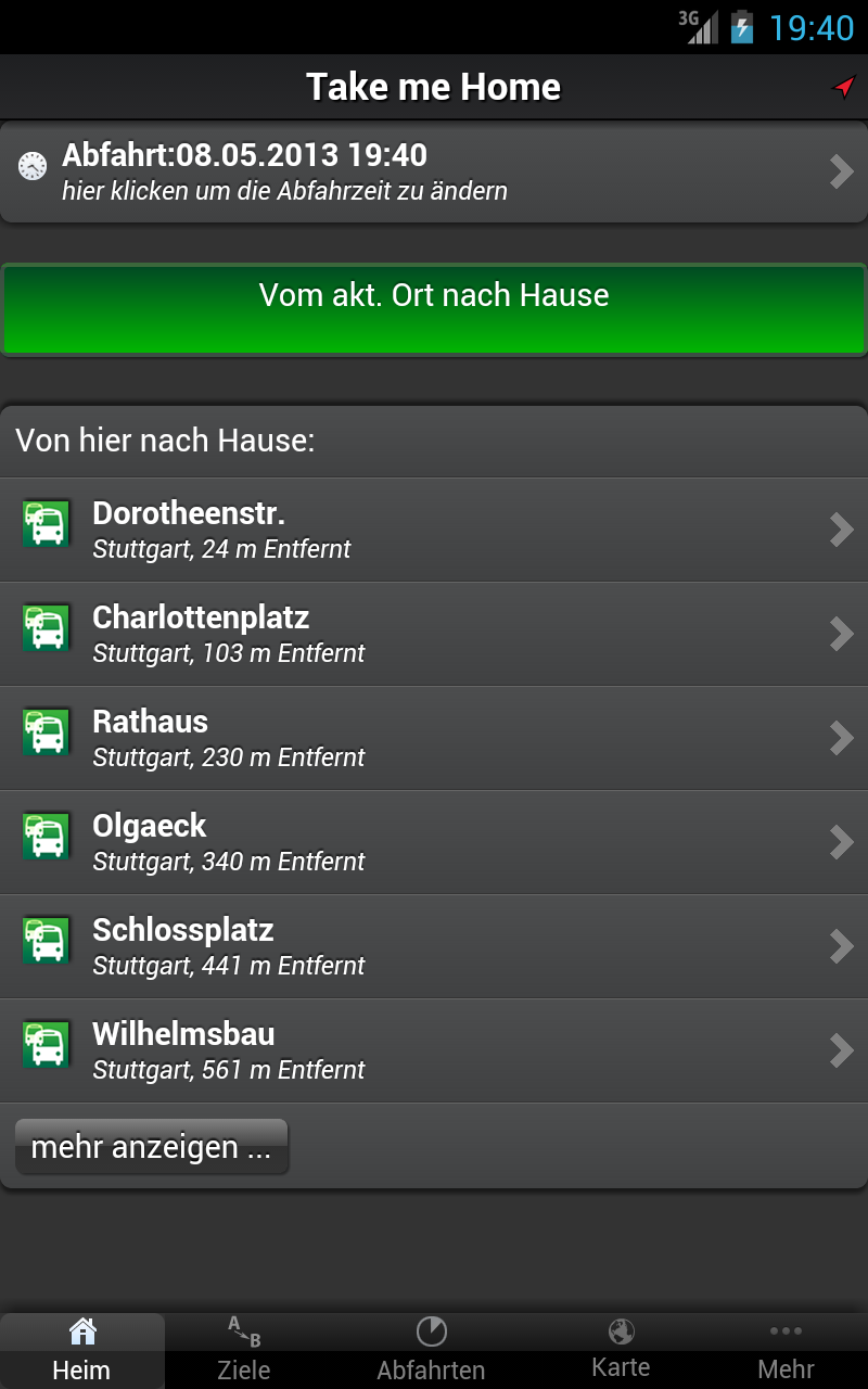 Android application A+ Fahrplan Stuttgart screenshort