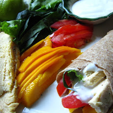 Wholewheat Chicken Mango Wrap With Lime Yogurt Sauce.