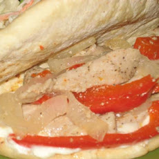 Peppered Pork Pitas With Garlic Spread