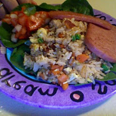 Bacon Fried Rice With a Side of Tomatoes in Fish Sauce...