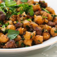 Spicy Sauteed Chickpeas (Garbanzo Beans) Recipe with Beef and Cilantro