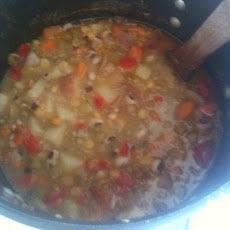 Split and Black Eyed Pea Potage with Garlic Aoli
