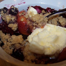 Common Grill Peach, Blueberry and Blackberry Cobbler
