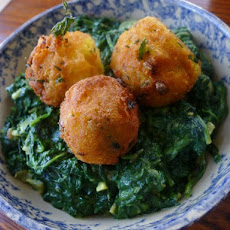 The Occasional Vegetarian's Spinach Saag with Spiced Potato Balls