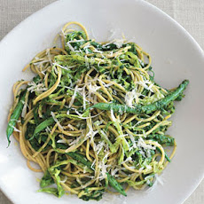 Multi-Grain Pasta with Sicilian Salsa Verde, Cabbage, and Haricots Verts