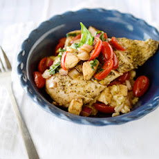 Oven Baked Risotto with Caprese Chicken