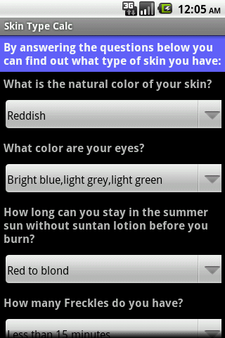 Skin Type Calc