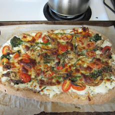 White Shiitake Broccolini Tomato Pizza