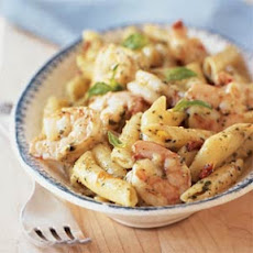 Shrimp and Pasta with Creamy Pesto Sauce
