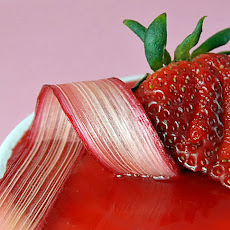 Frozen Rhubarb Mousse with Strawberry Sauce