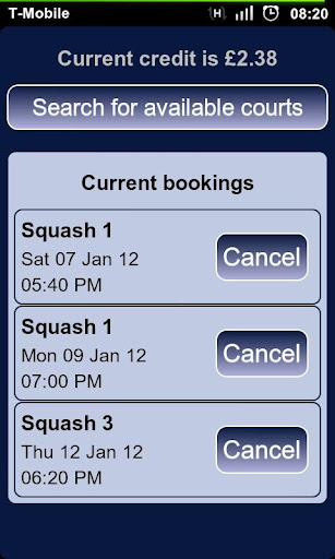 Squash Bookings