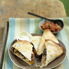 Quesadillas with Chicken Sausage and Roasted Vegetables