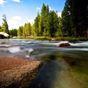 Rocks in the Stream by Joe Boyle - Landscapes Waterscapes ( shore, stream, jmt, rocks, river, john muir trail )