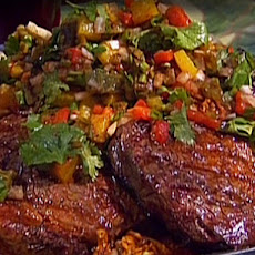 Grilled Rib-Eye with Roasted Pepper Salsa