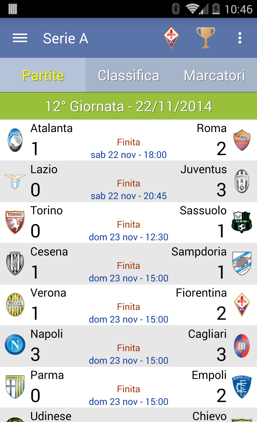 Android application Italian Soccer 2021/2022 screenshort