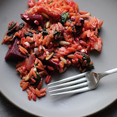 Warm Orzo Salad with Beets & Greens