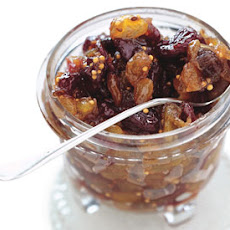 Rhubarb, Cherry, and Golden Raisin Chutney