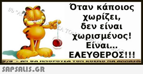 Οταν κάποιος χωρίζει, δεν είναι χωρισμένος! Είναι ΕΛΕΥΘΕΡΟΣ ! ! ! SAP SALis.or