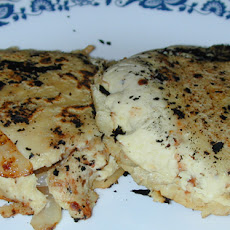 Pupusas stuffed with sauted mushrooms and pesto