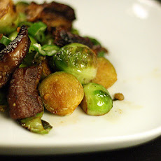 Crispy garlic brussels sprouts with amazing soy and honey pork belly