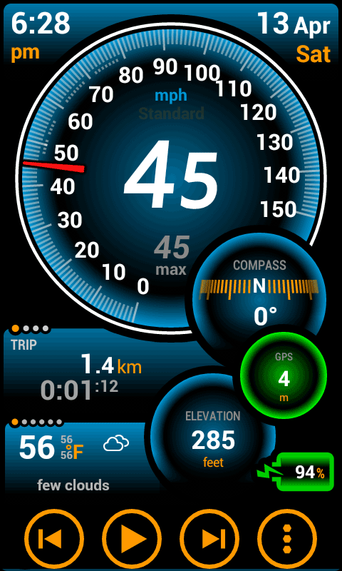 Android application Ulysse Speedometer Pro screenshort