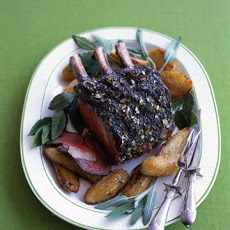 Prime Rib and Oven-Roasted Potatoes with Bay Leaves and Sage