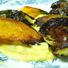 Crispy Brussels Sprout and Acorn Squash Salad with Anchovy-Caper Aioli