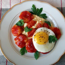 Shrimp Cooked in Smoked Sausage and Roasted Red Bell Pepper Jam Sauce