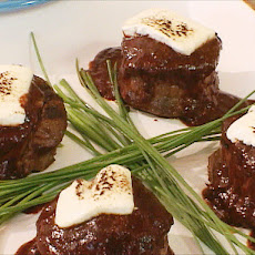 Black Pepper Crusted Filet Mignon with Toasted Goat Cheese and Twice Cooked Red Chile Sauce