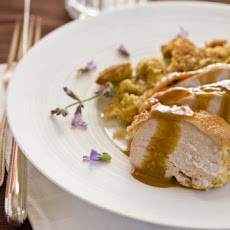 Roasted Turkey Breast with Corn Bread-Sage Stuffing and Brandy Gravy