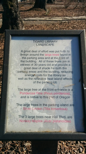 Tigard Library Tree Plaque