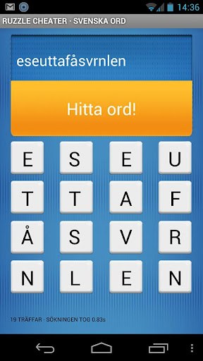 Ruzzle Cheater - Swedish words