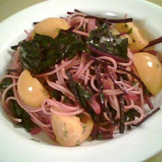 Wheat Pasta With Sauteed Beet Greens and Tomatoes