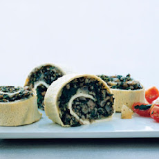 Egg Roulade Stuffed with Turkey Sausage, Mushrooms, and Spinach