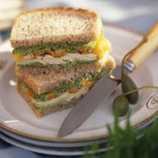 Chicken and Roasted Pepper Sandwiches with Cilantro Almond Relish