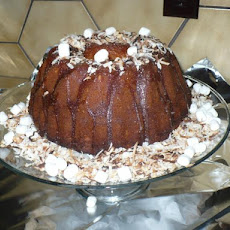 Coconut Sour Cream Bundt Cake With Sugar Icing and Marshmallows