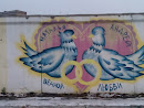 Граффити 'Пара голубков'