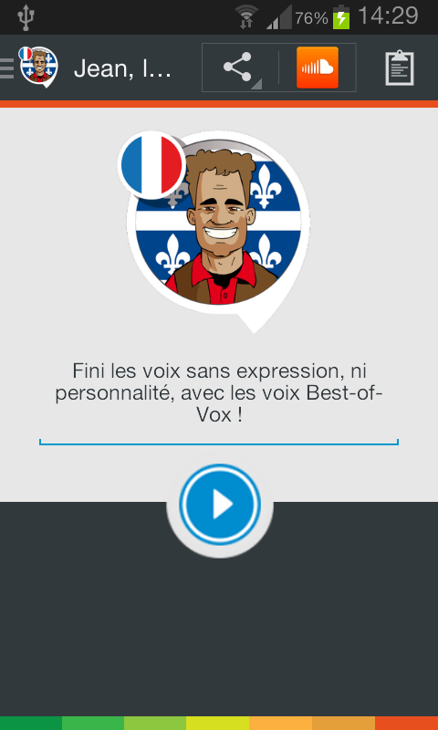 Android application Jean, the Quebec voice (Fra.) screenshort