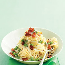 Fresh Angel-Hair Pasta with Bacon and Peas