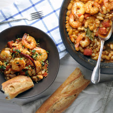 Chile-Spiked Shrimp and Beans with Basil and Pistachios