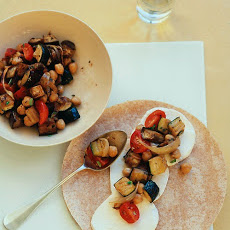 Roasted Eggplant, Zucchini, and Chickpea Wraps